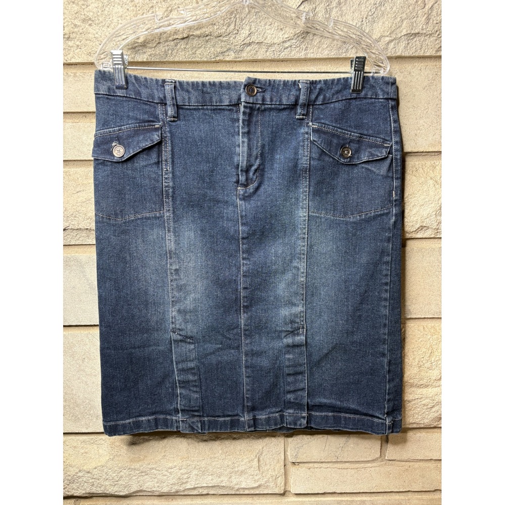 Sonoma Life + Style Womens Denim Pencil Skirt Dark Wash Blue Size 12 Stretch